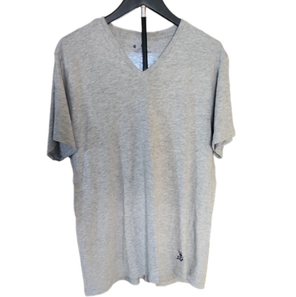 Psycho Bunny Light Gray V-Neck T-Shirt Logo Size Xl
